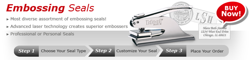The choice for custom embossing seals and embossers. Fast shipping and great pricing. Order your custom embosser online or call us today. We are ready to serve you at A to Z Rubber Stamps